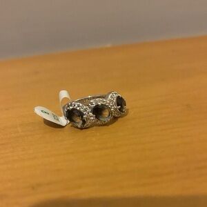 Chic Silver Ring with Dark Stones - Bomb Party NEW - Size 8